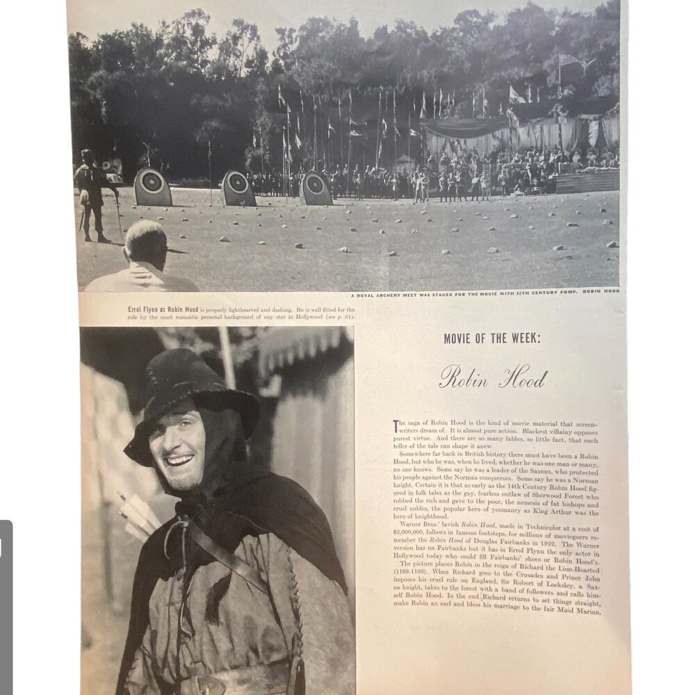 Movie of the Week Robin Hood Print Ad 14 x 10.5 May 23 1938 Frame Ready